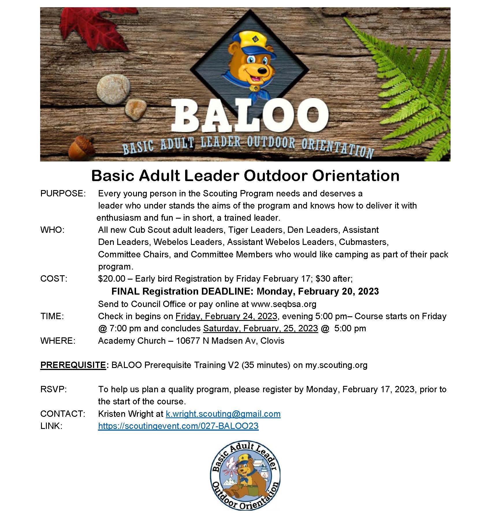 Sequoia Council BALOO Training Spring 2023
